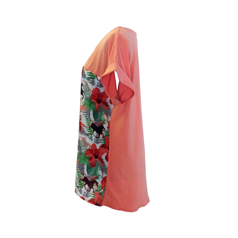Continuous Sleeves Top Horse Coral