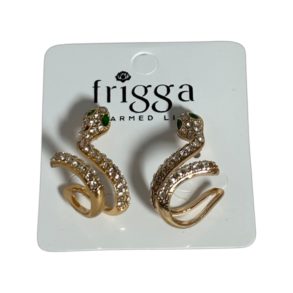 Snake Earrings with green stone