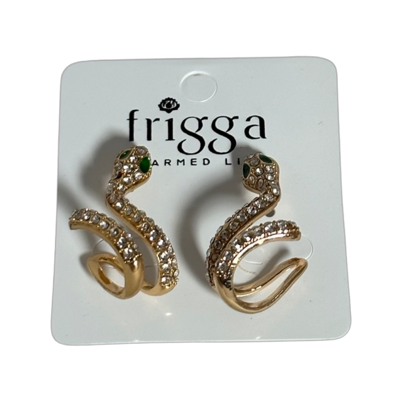 Snake Earrings with green stone