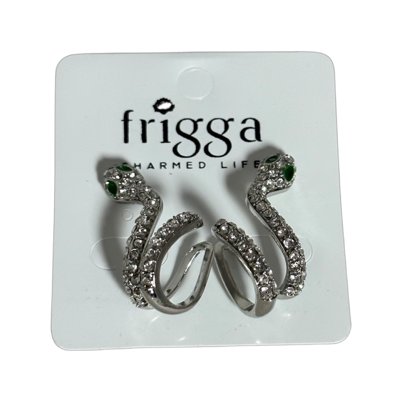 Snake Earrings with green stone