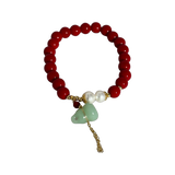 Red Coral Bracelet with Jade