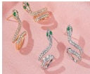 Snake Earrings with green stone