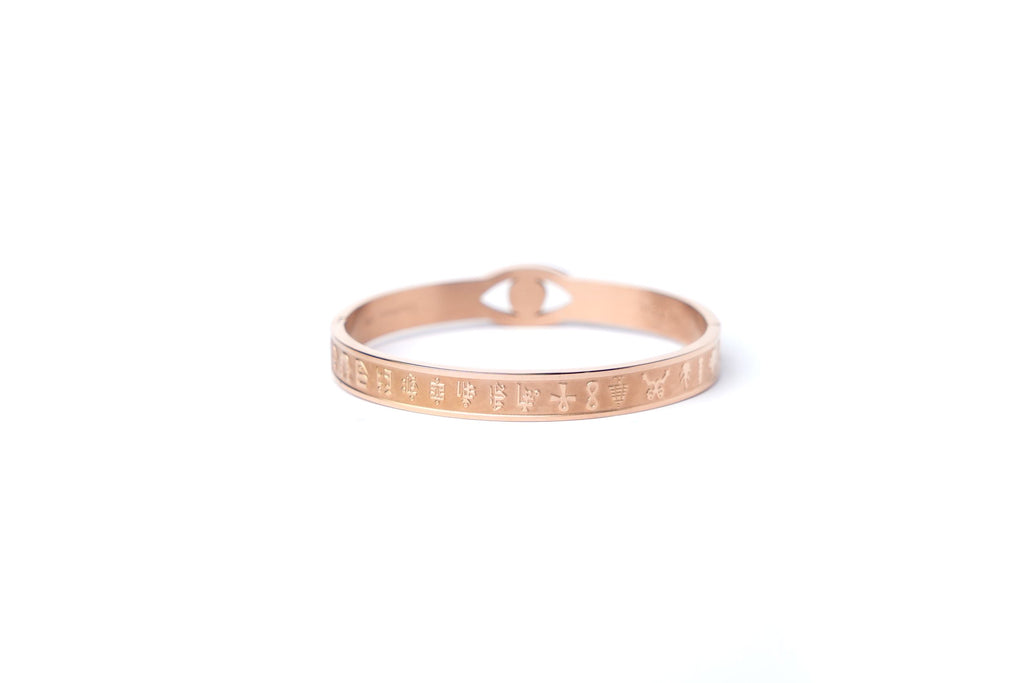 Evil Eye Bangle with Ultimate Mantra Protections (Rose Gold)