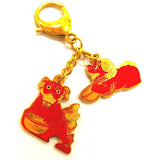 Red Fu Dogs with Mantra Keychain